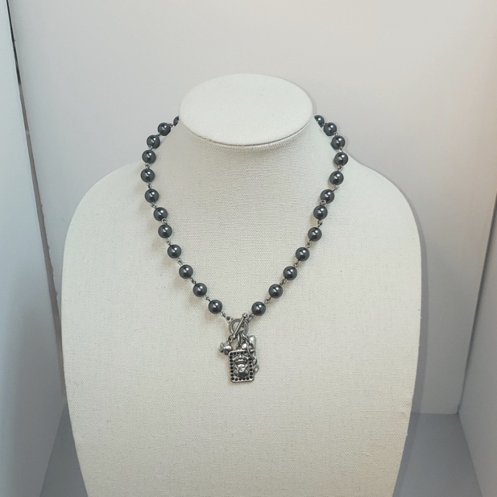 Navy Blue Chunky Charm Necklace